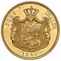 سکه 5 تالر طلا پاول فردریش از مكلنبورگ-شوورین