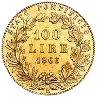 سکه 100 لیره طلا پیوس نهم