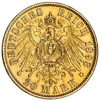 سکه 20 مارک طلا ارنست لودویگ از هسه-دارمشتات