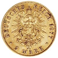 سکه 5 مارک طلا از هامبورگ