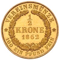 سکه 1/2 کرون طلا گئورگ پنجم از هانوفر