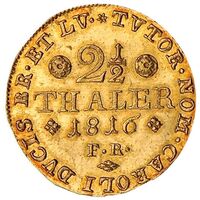 سکه 1/2-2 تالر طلا کارل دوم از برانشوایگ ولفنبوتل
