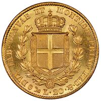 سکه 20 لیره طلا کارلو آلبرتو