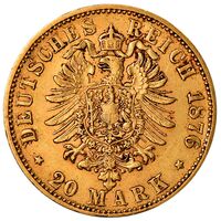 سکه 20 مارک طلا لودویگ دوم از باواریا