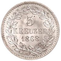 سکه 3 کروزر فردریش ویلهلم لودویگ از بادن