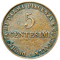 سکه 5 سنتسیمو ماریا لوئیجا