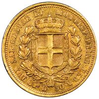 سکه 50 لیره طلا کارلو آلبرتو