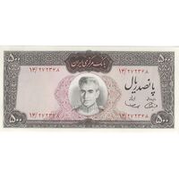 اسکناس 500 ریال (آموزگار - سمیعی) نوشته قرمز - تک - UNC62 - محمد رضا شاه