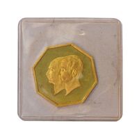 مدال طلا 5 گرمی بانک ملی (هشت ضلعی) - با پلمپ - PF65 - محمد رضا شاه