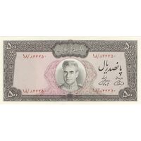اسکناس 500 ریال (آموزگار - فرمان فرماییان) - تک - AU58 - محمد رضا شاه