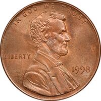 سکه 1 سنت 1998 لینکلن - MS64 - آمریکا