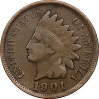 سکه 1 سنت 1901 سرخپوستی - EF40 - آمریکا