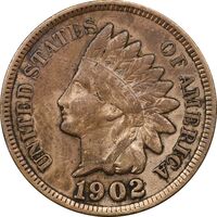 سکه 1 سنت 1902 سرخپوستی - AU50 - آمریکا