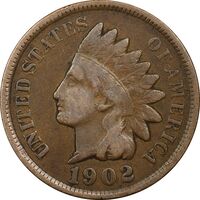 سکه 1 سنت 1902 سرخپوستی - EF45 - آمریکا