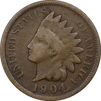 سکه 1 سنت 1904 سرخپوستی - EF45 - آمریکا