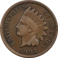 سکه 1 سنت 1907 سرخپوستی - EF40 - آمریکا
