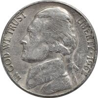 سکه 5 سنت 1962D جفرسون - VF30 - آمریکا