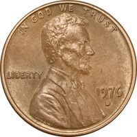 سکه 1 سنت 1976D لینکلن - AU58 - آمریکا