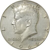سکه نیم دلار 1966 کندی - AU58 - آمریکا