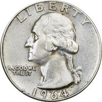سکه کوارتر دلار 1964 واشنگتن - EF40 - آمریکا
