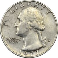 سکه کوارتر دلار 1977D واشنگتن - EF45 - آمریکا