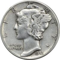 سکه 1 دایم 1941 مرکوری - EF45 - آمریکا