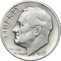 سکه 1 دایم 1953D روزولت - EF40 - آمریکا
