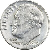 سکه 1 دایم 1958D روزولت - AU55 - آمریکا