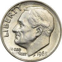 سکه 1 دایم 1965 روزولت - AU58 - آمریکا