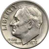سکه 1 دایم 1973D روزولت - MS63 - آمریکا