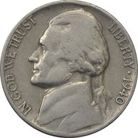 سکه 5 سنت 1940 جفرسون - VF30 - آمریکا