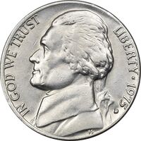 سکه 5 سنت 1975D جفرسون - AU50 - آمریکا
