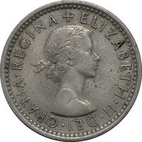 سکه 6 پنس 1957 الیزابت دوم - EF45 - انگلستان