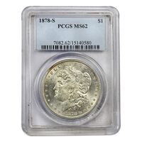 سکه یک دلار 1878S مورگان - MS62 - آمریکا