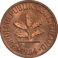 سکه 1 فینیگ 1984G جمهوری فدرال - MS62 - آلمان