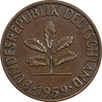 سکه 2 فینیگ 1959J جمهوری فدرال - EF40 - آلمان