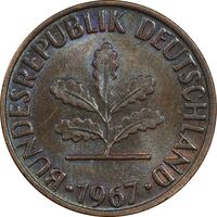 سکه 2 فینیگ 1967F جمهوری فدرال - AU50 - آلمان