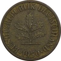 سکه 5 فینیگ 1950J جمهوری فدرال - EF40 - آلمان