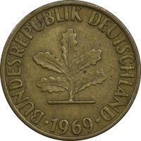 سکه 5 فینیگ 1969F جمهوری فدرال - EF40 - آلمان