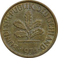 سکه 5 فینیگ 1974D جمهوری فدرال - EF45 - آلمان