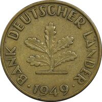 سکه 10 فینیگ 1949G جمهوری فدرال - EF40 - آلمان