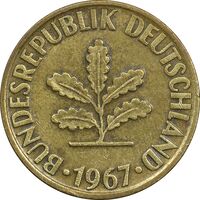 سکه 10 فینیگ 1967D جمهوری فدرال - EF45 - آلمان