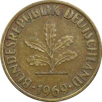 سکه 10 فینیگ 1969D جمهوری فدرال - EF45 - آلمان