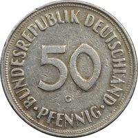 سکه 50 فینیگ 1950G جمهوری فدرال - VF35 - آلمان