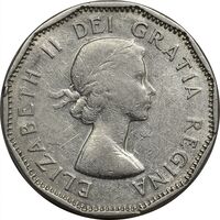 سکه 5 سنت 1960 الیزابت دوم - AU50 - کانادا