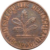 سکه 1 فینیگ 1966J جمهوری فدرال - EF45 - آلمان