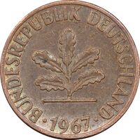 سکه 1 فینیگ 1967G جمهوری فدرال - EF45 - آلمان