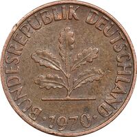 سکه 1 فینیگ 1970D جمهوری فدرال - EF45 - آلمان