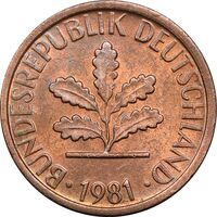 سکه 1 فینیگ 1981G جمهوری فدرال - MS61 - آلمان