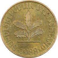 سکه 10 فینیگ 1988F جمهوری فدرال - MS61 - آلمان